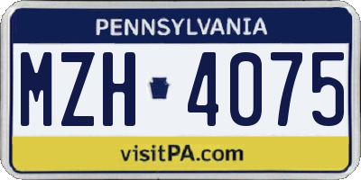 PA license plate MZH4075