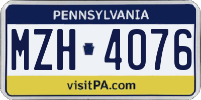 PA license plate MZH4076