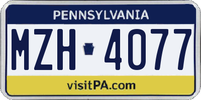 PA license plate MZH4077