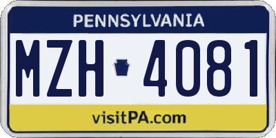 PA license plate MZH4081