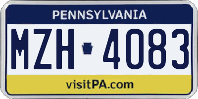 PA license plate MZH4083