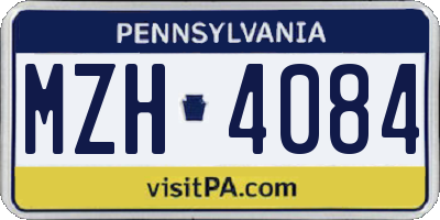 PA license plate MZH4084