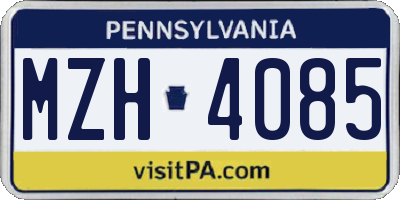 PA license plate MZH4085