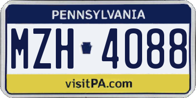 PA license plate MZH4088