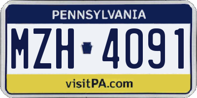 PA license plate MZH4091