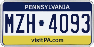 PA license plate MZH4093