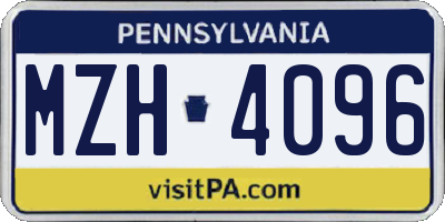 PA license plate MZH4096