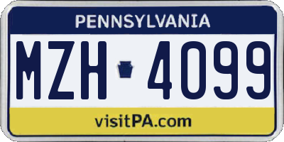 PA license plate MZH4099