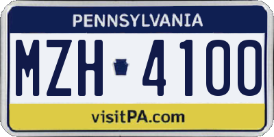 PA license plate MZH4100