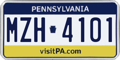 PA license plate MZH4101