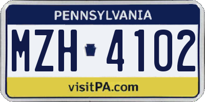 PA license plate MZH4102