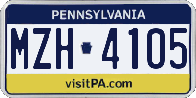 PA license plate MZH4105