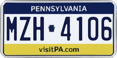 PA license plate MZH4106