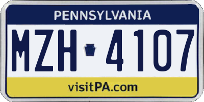PA license plate MZH4107