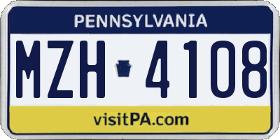 PA license plate MZH4108