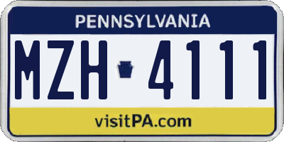 PA license plate MZH4111