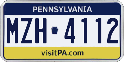 PA license plate MZH4112