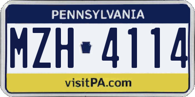 PA license plate MZH4114