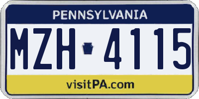 PA license plate MZH4115