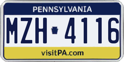 PA license plate MZH4116