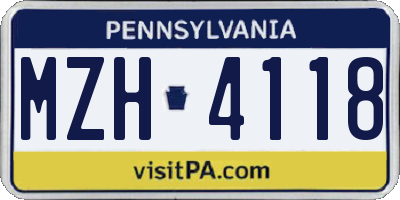 PA license plate MZH4118