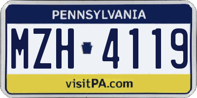 PA license plate MZH4119