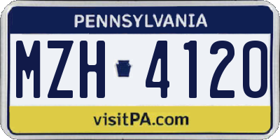 PA license plate MZH4120