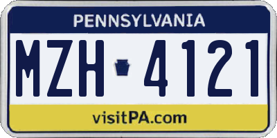 PA license plate MZH4121