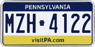 PA license plate MZH4122