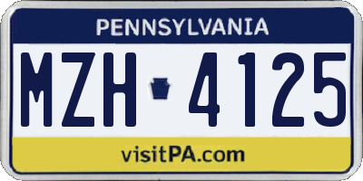 PA license plate MZH4125