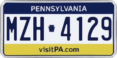 PA license plate MZH4129