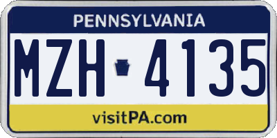 PA license plate MZH4135