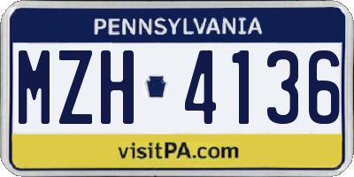 PA license plate MZH4136