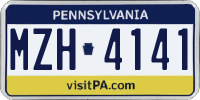 PA license plate MZH4141