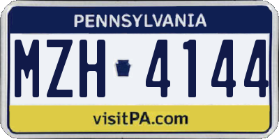 PA license plate MZH4144