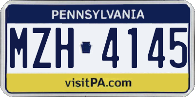 PA license plate MZH4145