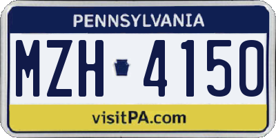 PA license plate MZH4150