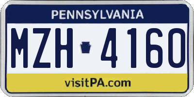 PA license plate MZH4160