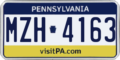 PA license plate MZH4163