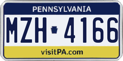 PA license plate MZH4166