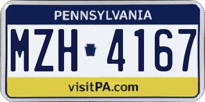 PA license plate MZH4167