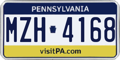 PA license plate MZH4168