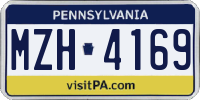 PA license plate MZH4169
