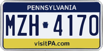 PA license plate MZH4170