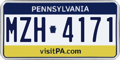 PA license plate MZH4171