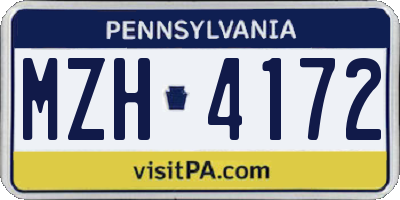 PA license plate MZH4172