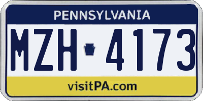PA license plate MZH4173