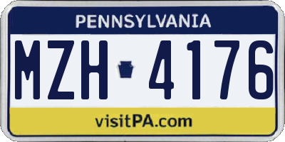 PA license plate MZH4176
