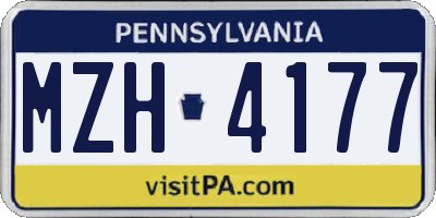 PA license plate MZH4177