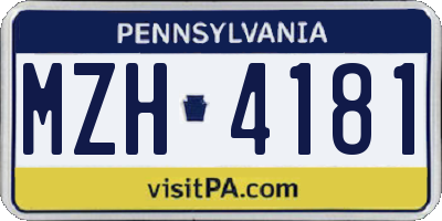PA license plate MZH4181